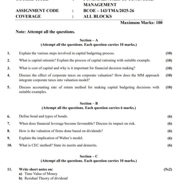 BCOE 143 QUESTION PAPER