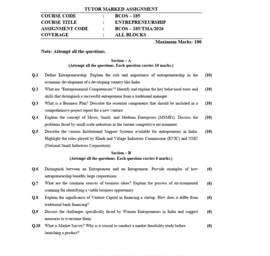 BCOS-185 QUESTION PAPER