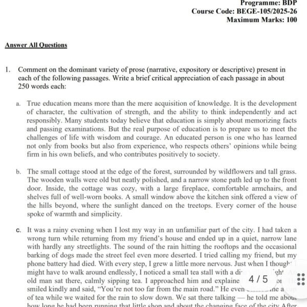 BEGE 105 QUESTION PAPER