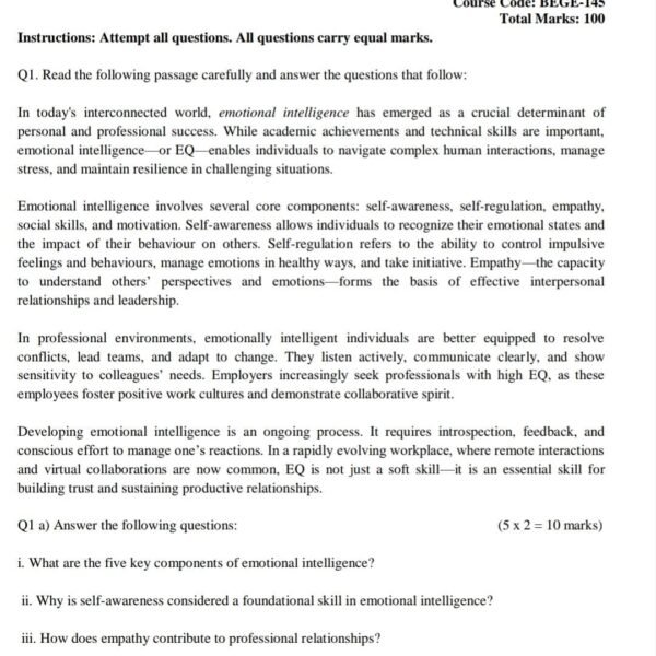 BEGE 145 QUESTION PAPER