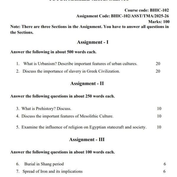 BHIC 102 QUESTION PAPERE