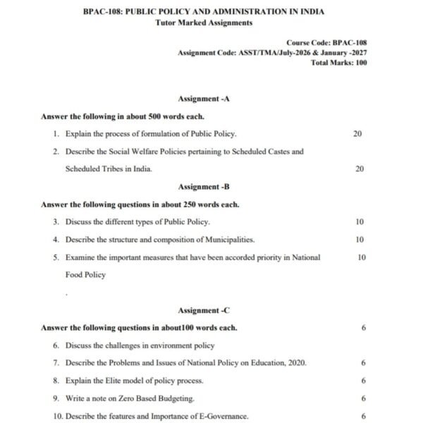 BPAC-108 QUESTION PAPER