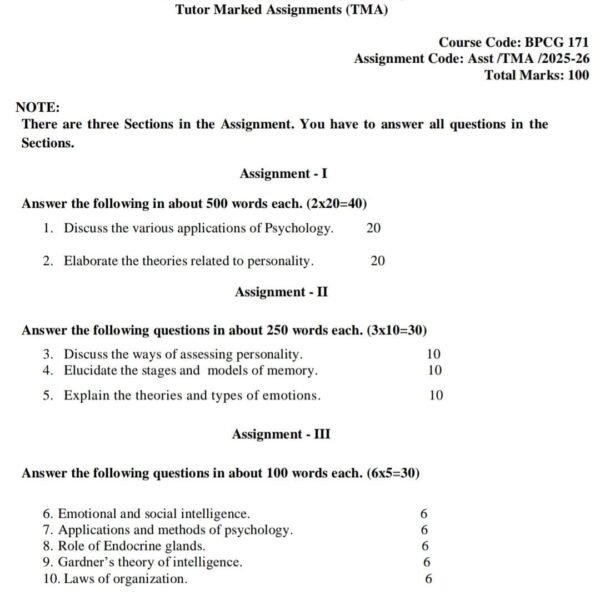 BPCG 171 QUESTION PAPER