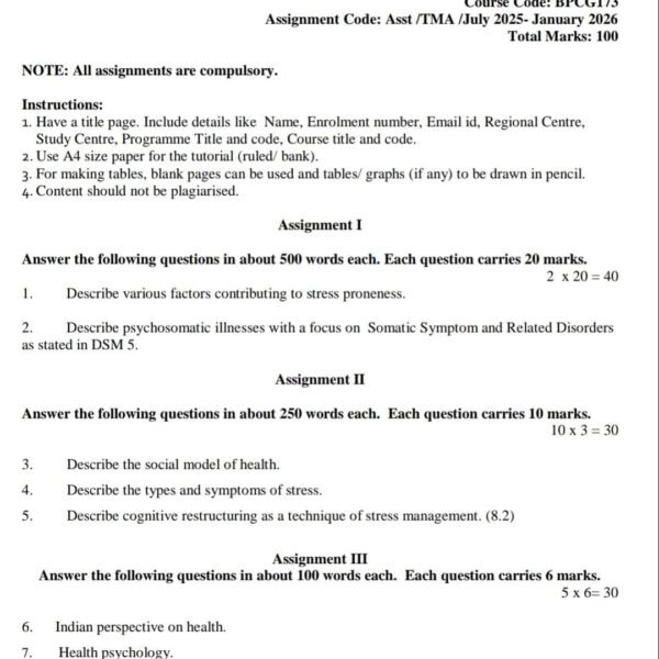 BPCG 173 QUESTION PAPER