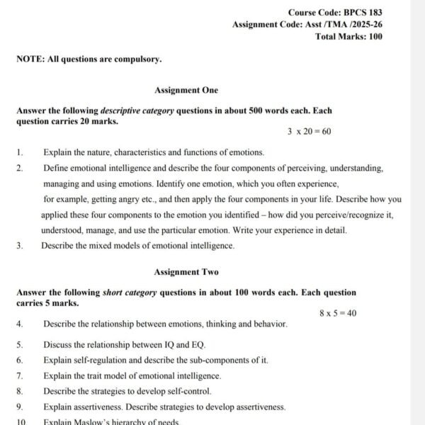 BPCS 183 QUESTION PAPER