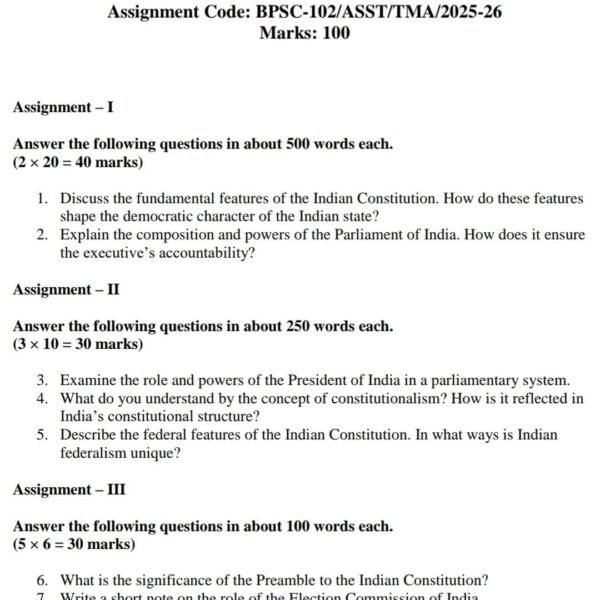 BPSC 102 QUESTION PAPER