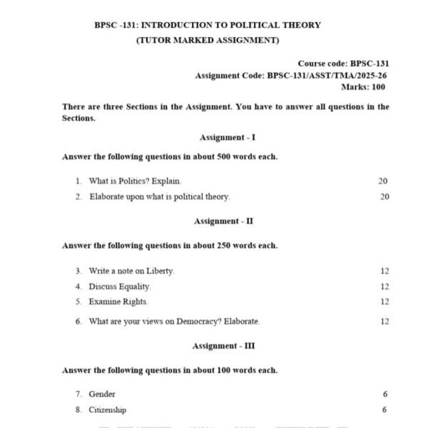BPSC 131 QUESTION PAPER