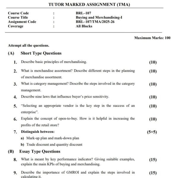 BRL 107 QUESTION PAPER