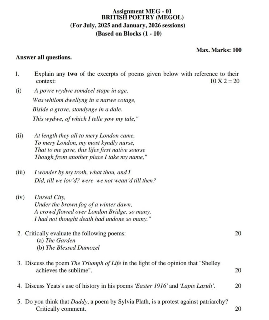 MEG 01 QUESTION PAPER