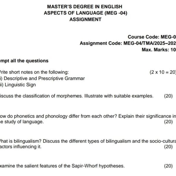 MEG 04 QUESTION PAPER