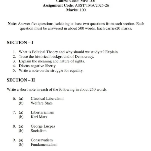 MPS 01 QUESTION PAPER