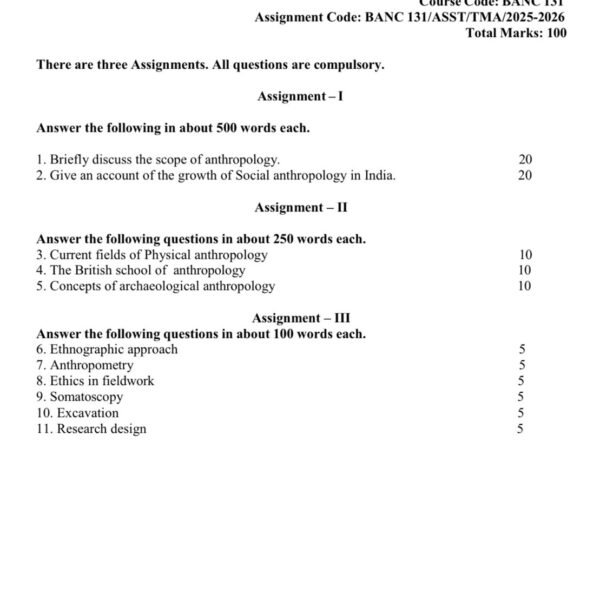 BANC 131 QUESTION PAPER