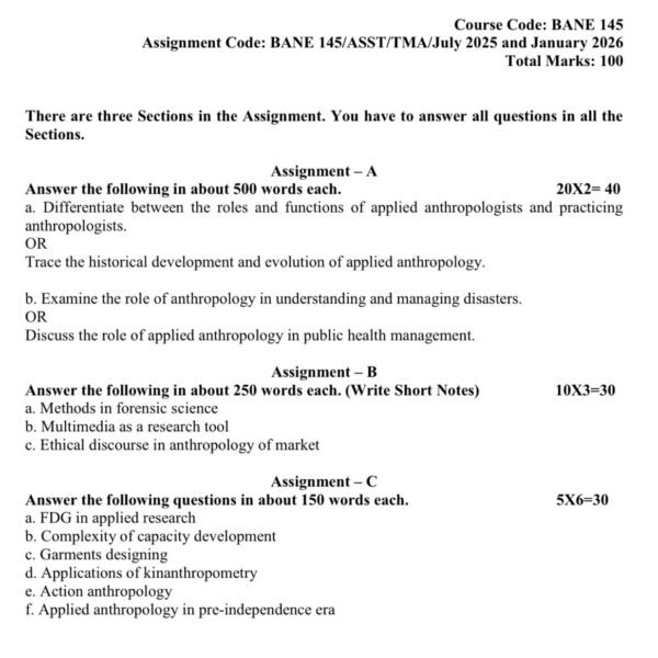 BANE 145 QUESTION PAPER