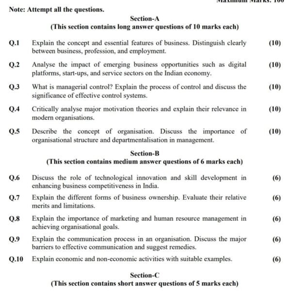 BCOC 132 FYUP QUESTION PAPER