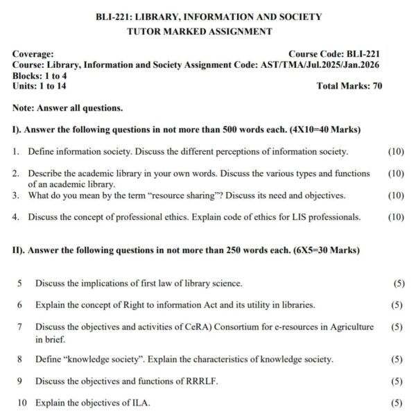 BLI 221 QUESTION PAPER