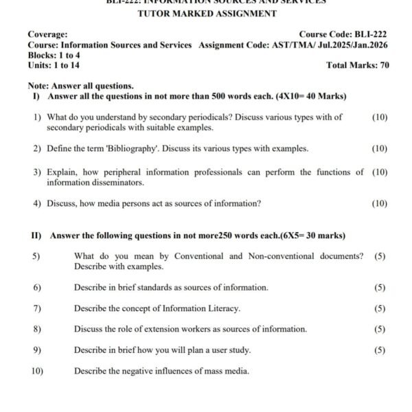 BLI 222 QUESTION PAPER
