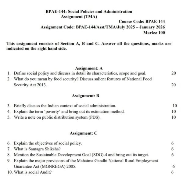 BPAE 144 QUESTION PAPER