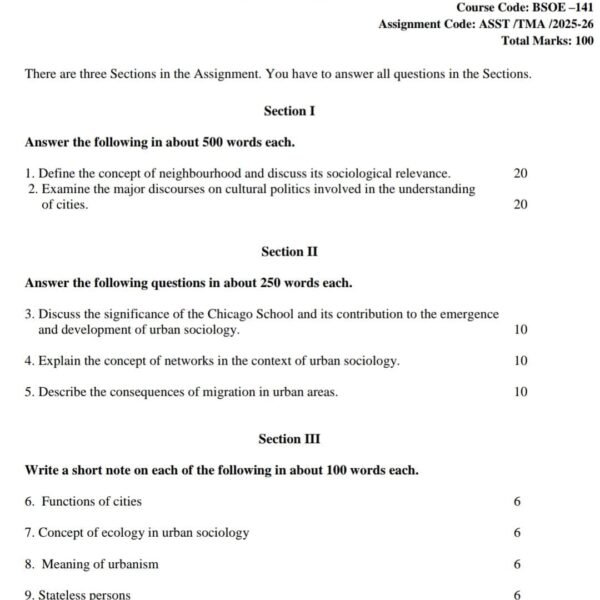 BSOE 141 QUESTION PAPER