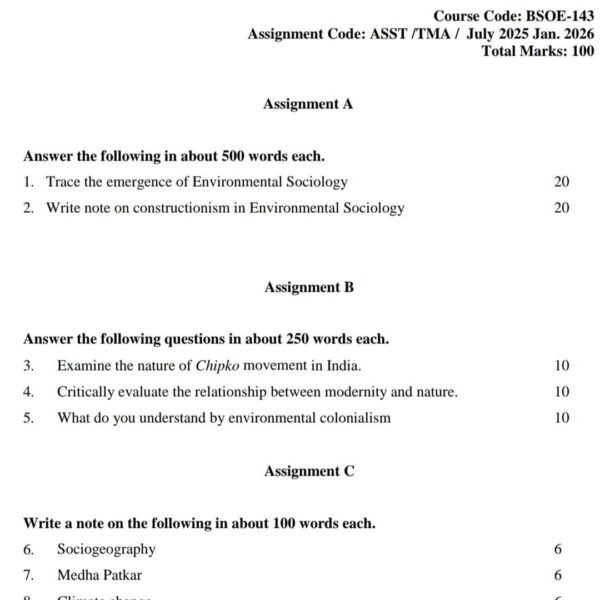 BSOE 143 QUESTION PAPER