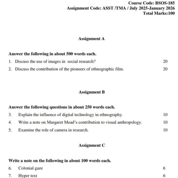 BSOS 185 QUESTION PAPER
