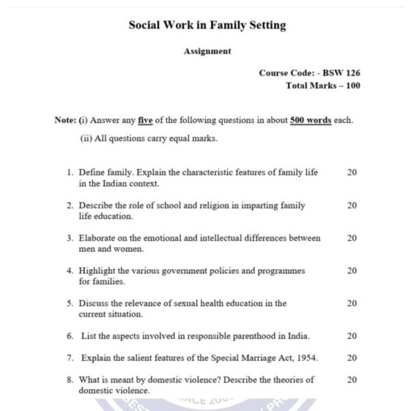 BSW-126 QUESTION PAPER