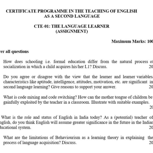 CTE 01 QUESTION PAPER