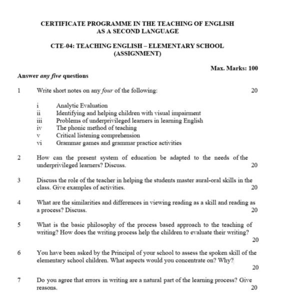 CTE 04 QUESTION PAPER