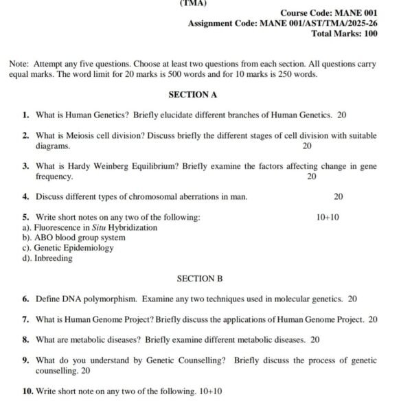 MANE 01 QUESTION PAPER