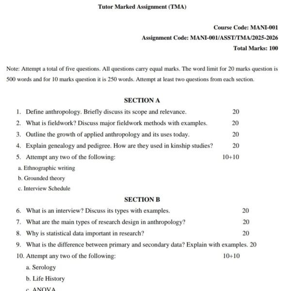 MANI 01 QUESTION PAPER