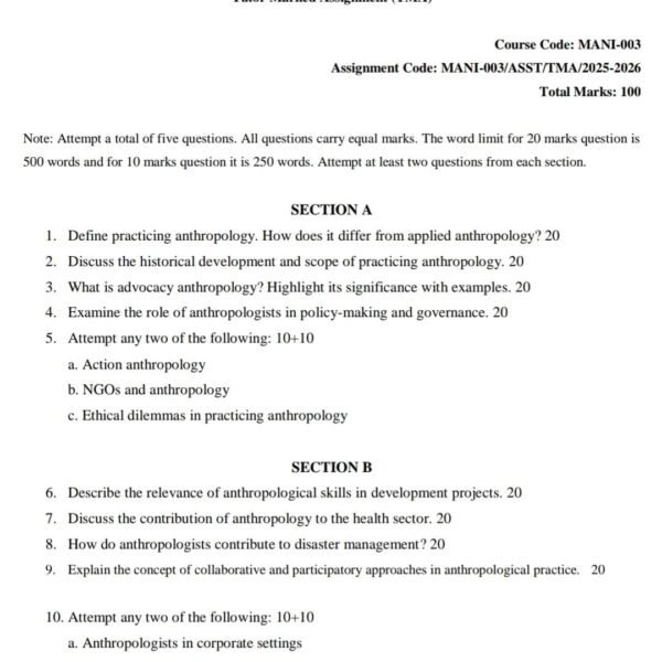 MANI 03 QUESTION PAPER