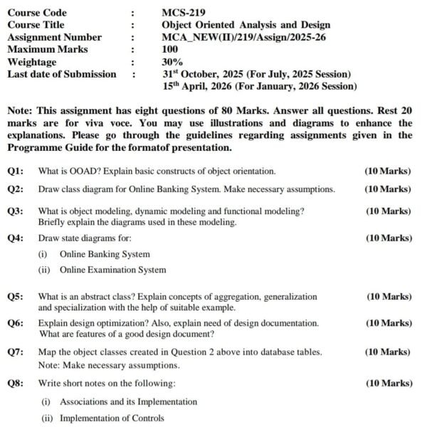 MCS 219 QUESTION PAPER