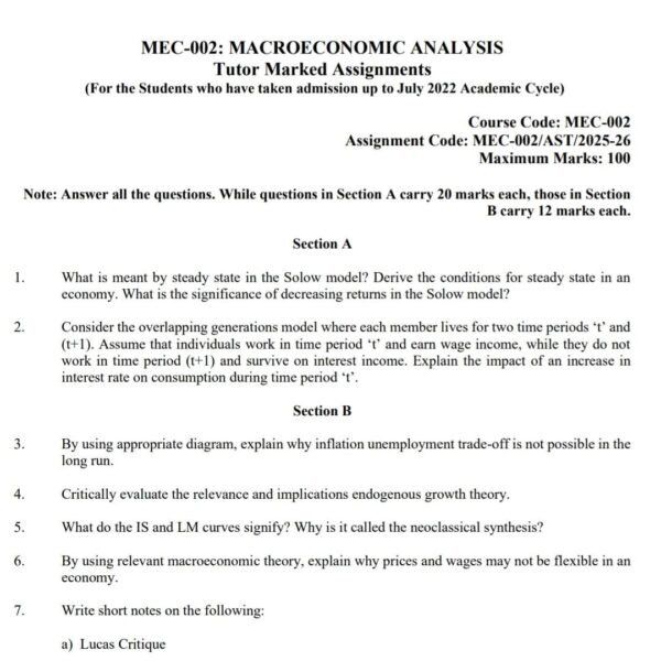 MEC 002 QUESTION PAPER