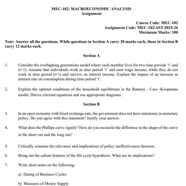 MEC 102 QUESTION PAPER