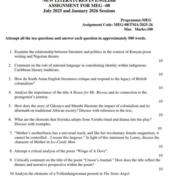 MEG 08 QUESTION PAPER