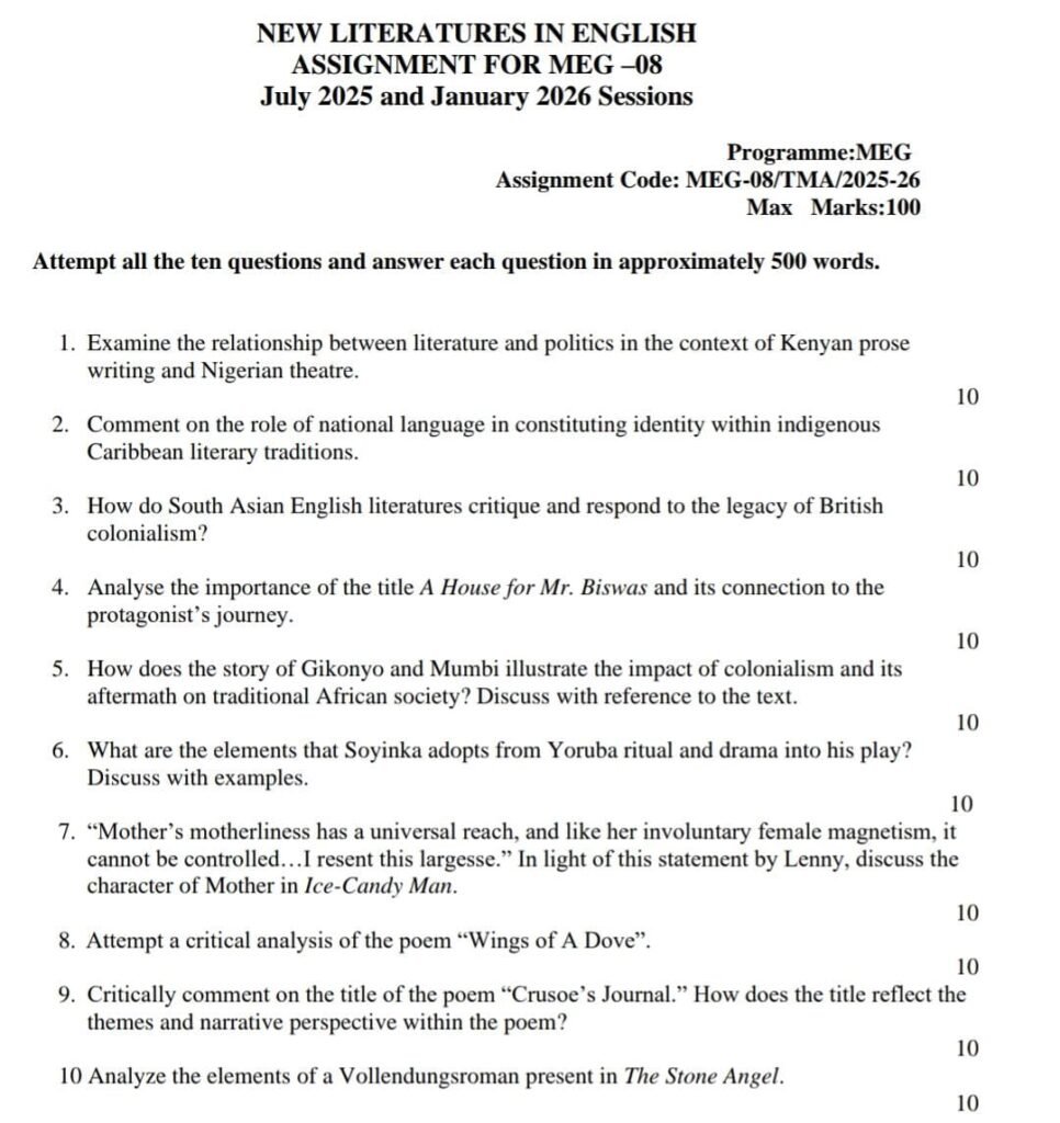 MEG 08 QUESTION PAPER