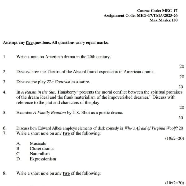 MEG 17 QUESTION PAPER