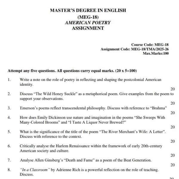 MEG 18 QUESTION PAPER