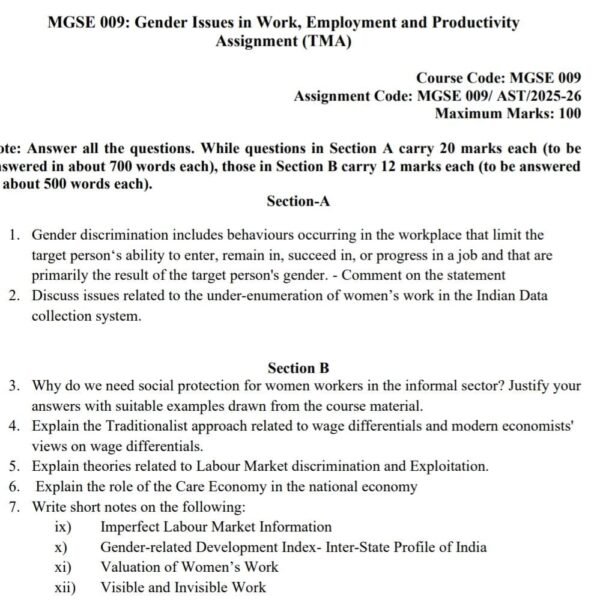 MGSE 09 QUESTION PAPER
