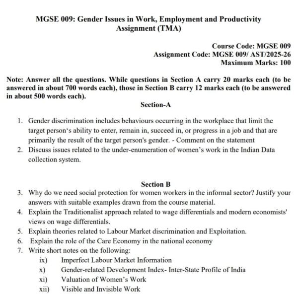 MGSE 09 QUESTION PAPER