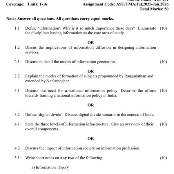MLI 101 QUESTION PAPER