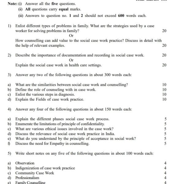 MSW 14 QUESTION PAPER