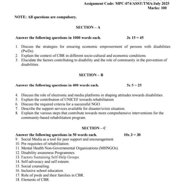 MPC-074 IGNOU Assignment