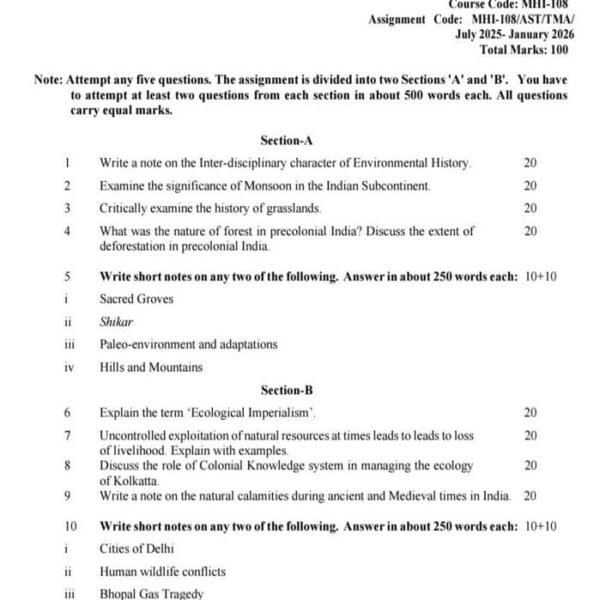 MHI 108 IGNOU Assignment
