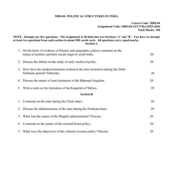 MHI 04 IGNOU Assignment