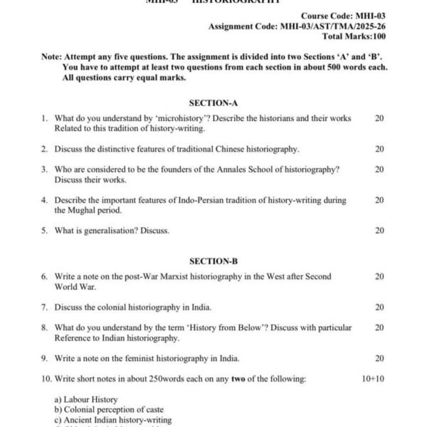 MHI 03 IGNOU Assignment