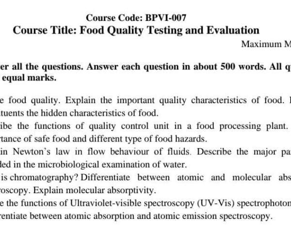 BPVI 007 IGNOU Assignment