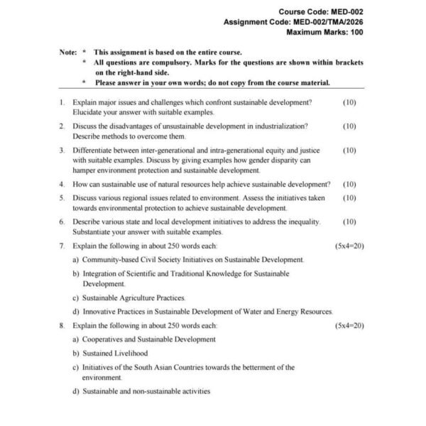 MED 002 IGNOU Assignment