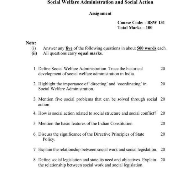 BSW 131 IGNOU Assignment