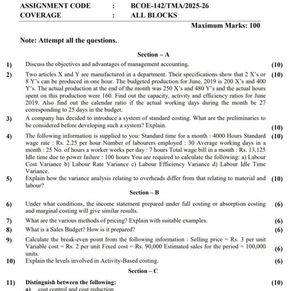 BCOE 142 QUESTION PAPER