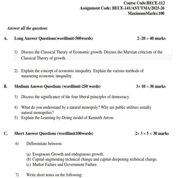 BECC 112 QUESTION PAPER